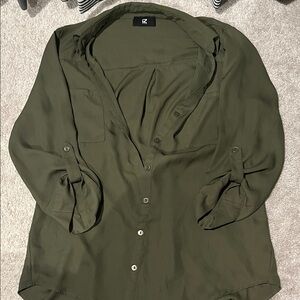 Iz Byer Forest Green Button-Up Shirt